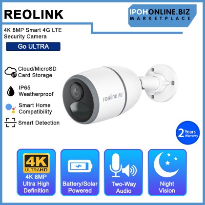 REOLINK GO ULTRA 4K 8MP Wire-Free Smart 4G LTE Battery-Powered Solar Security Camera with Smart Detection